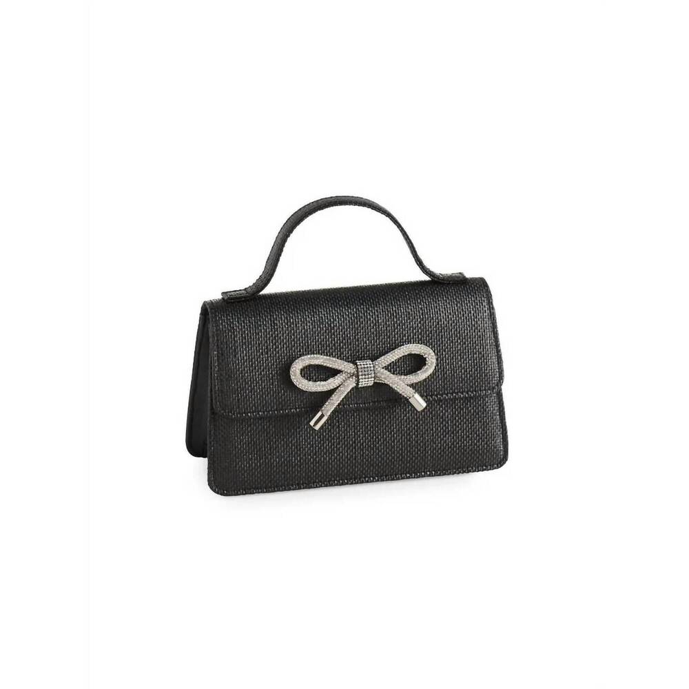 NEW SHIRALEAH bowie mini straw bag in black